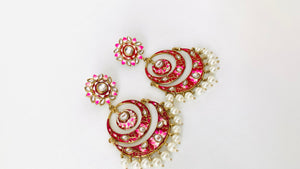 ✨ Handpainted Meenakari Kundan Pearl Chandbali Earrings | Traditional Indian Jewelry