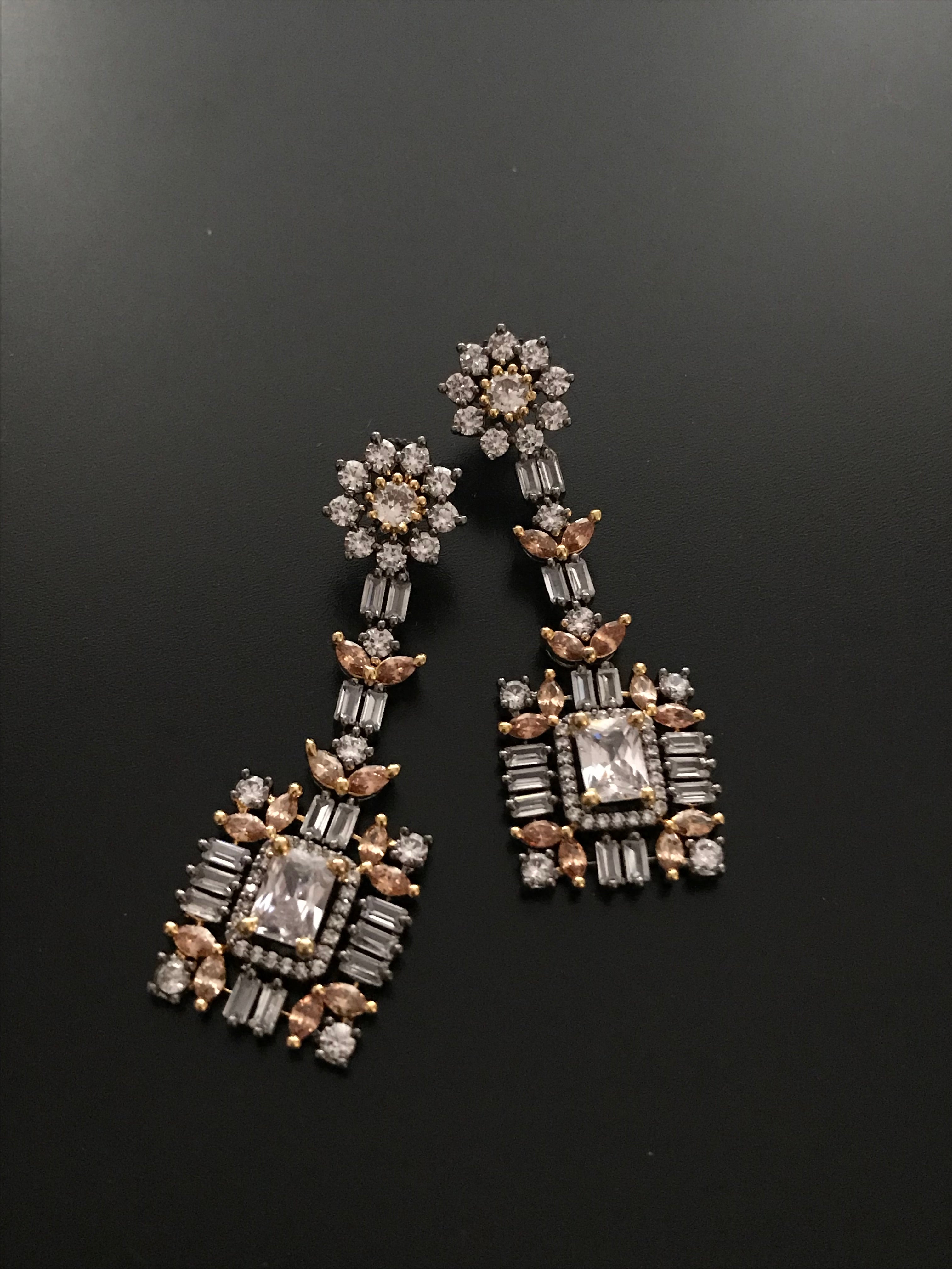 Victorian polish cz / American diamonds earrings