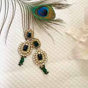 Kundan and Green / emerald colour stone Earrings
