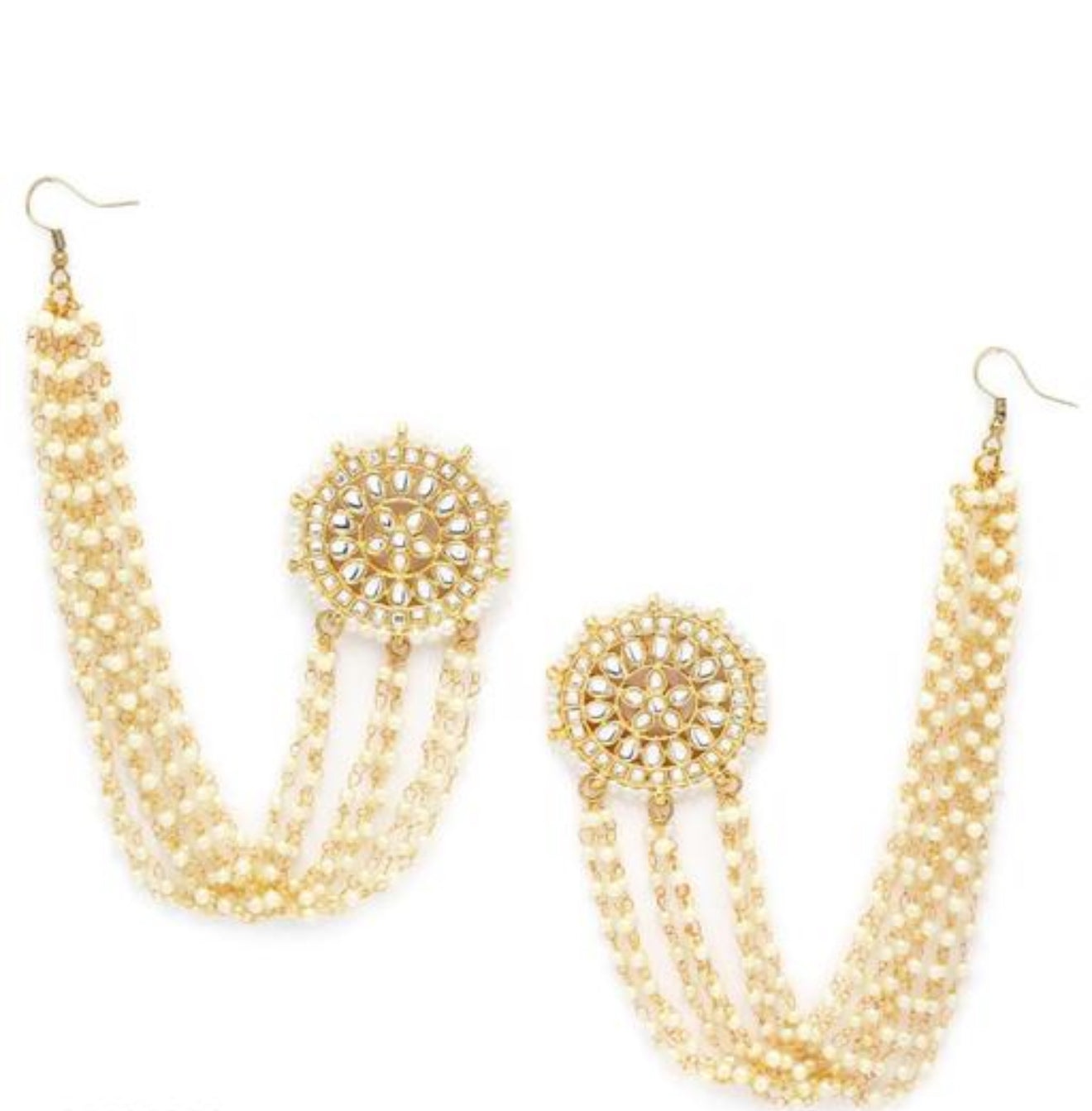 Kundan Earrings with Moti Sahara