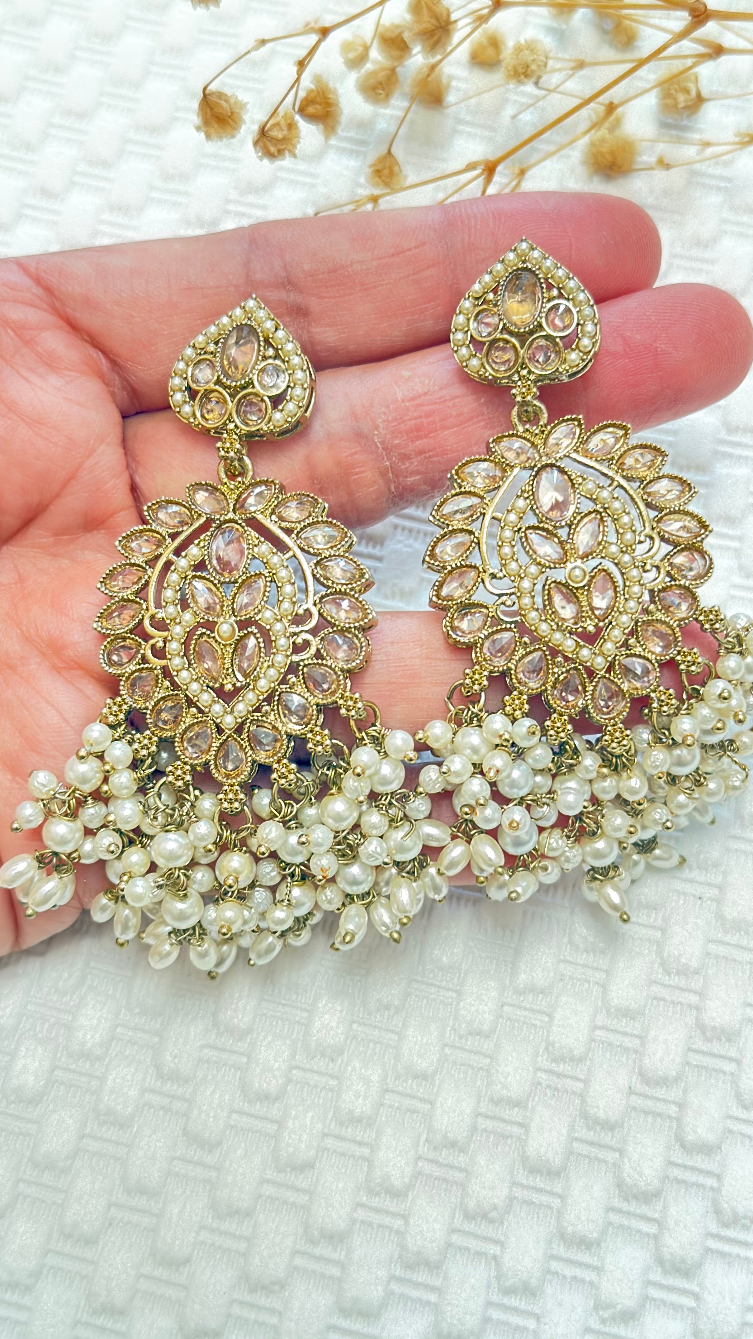 Polki Kundan Moti earrings