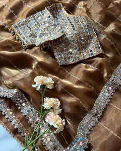 Designer  Mirror Work Saree with Heavy Embroidered Blouse | Party Wear & Wedding Saree