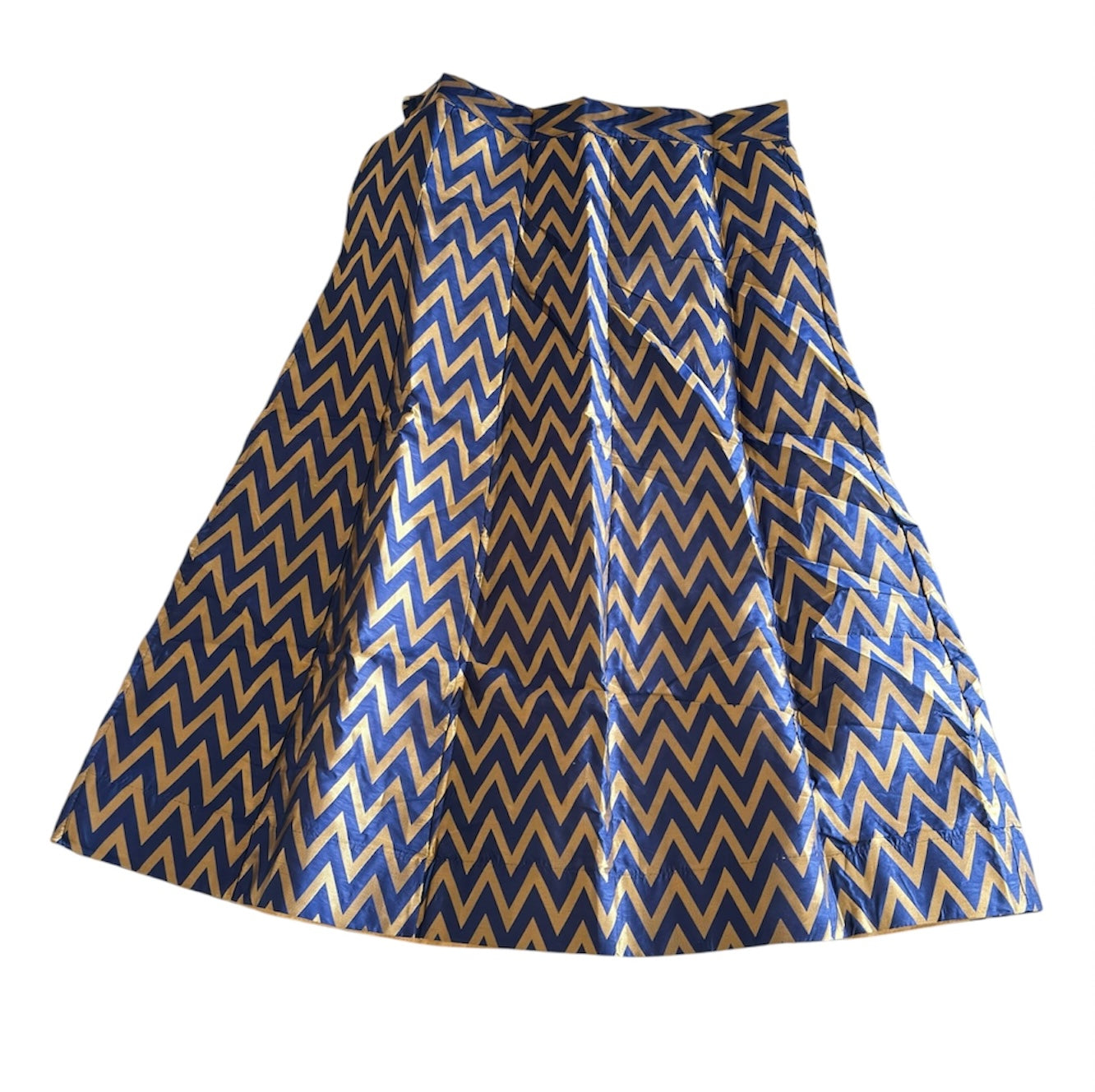 Traditional Banarasi Silk Skirt – Navy Blue with Gold geometric Zari Work