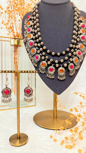 Navratri Special Pink & Orange Jewellery Set | Festive Garba & Dandiya Accessories