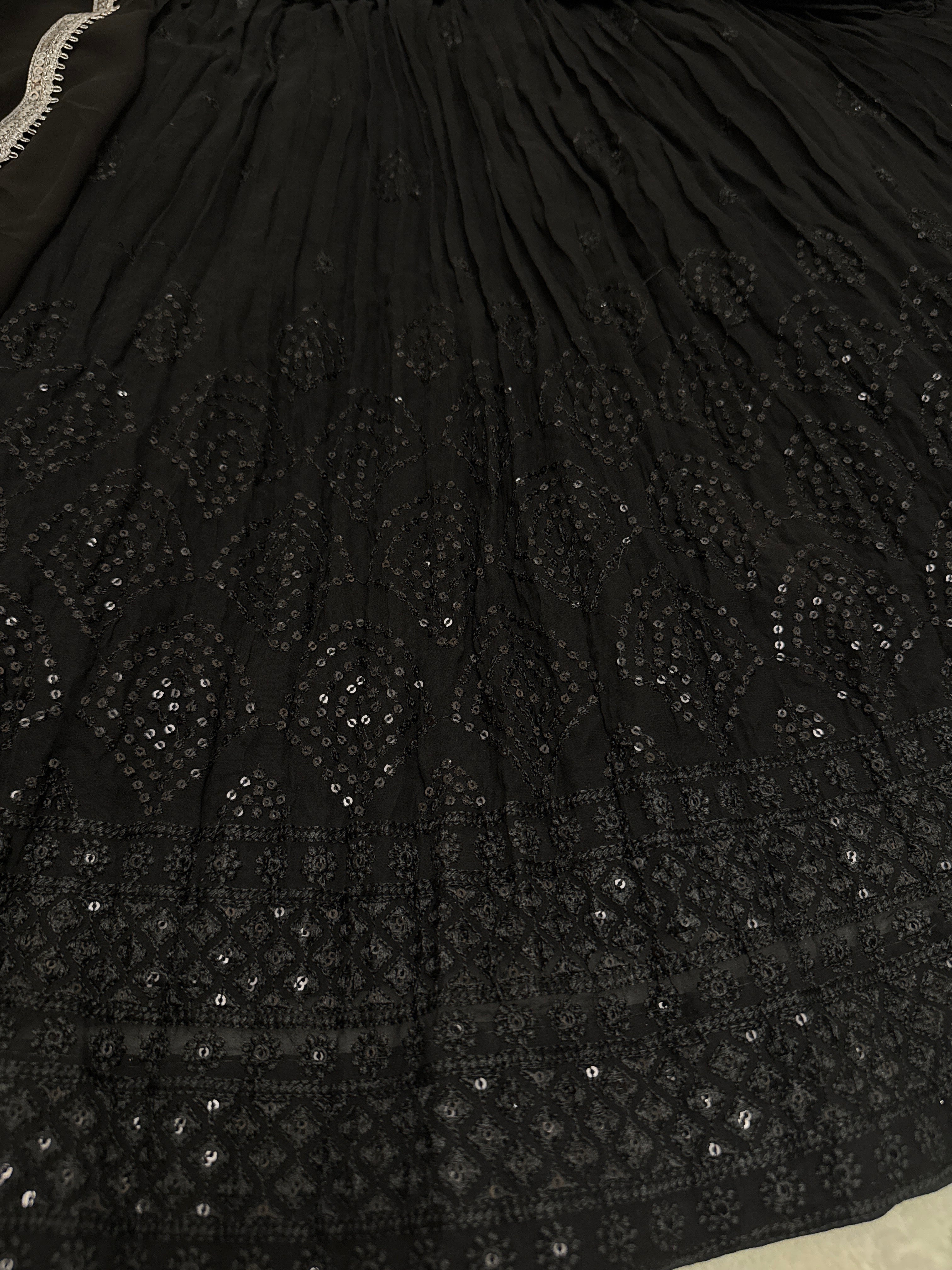 Black sequins and embroidered Party and festive wear lehenga