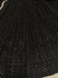 Black sequins and embroidered Party and festive wear lehenga