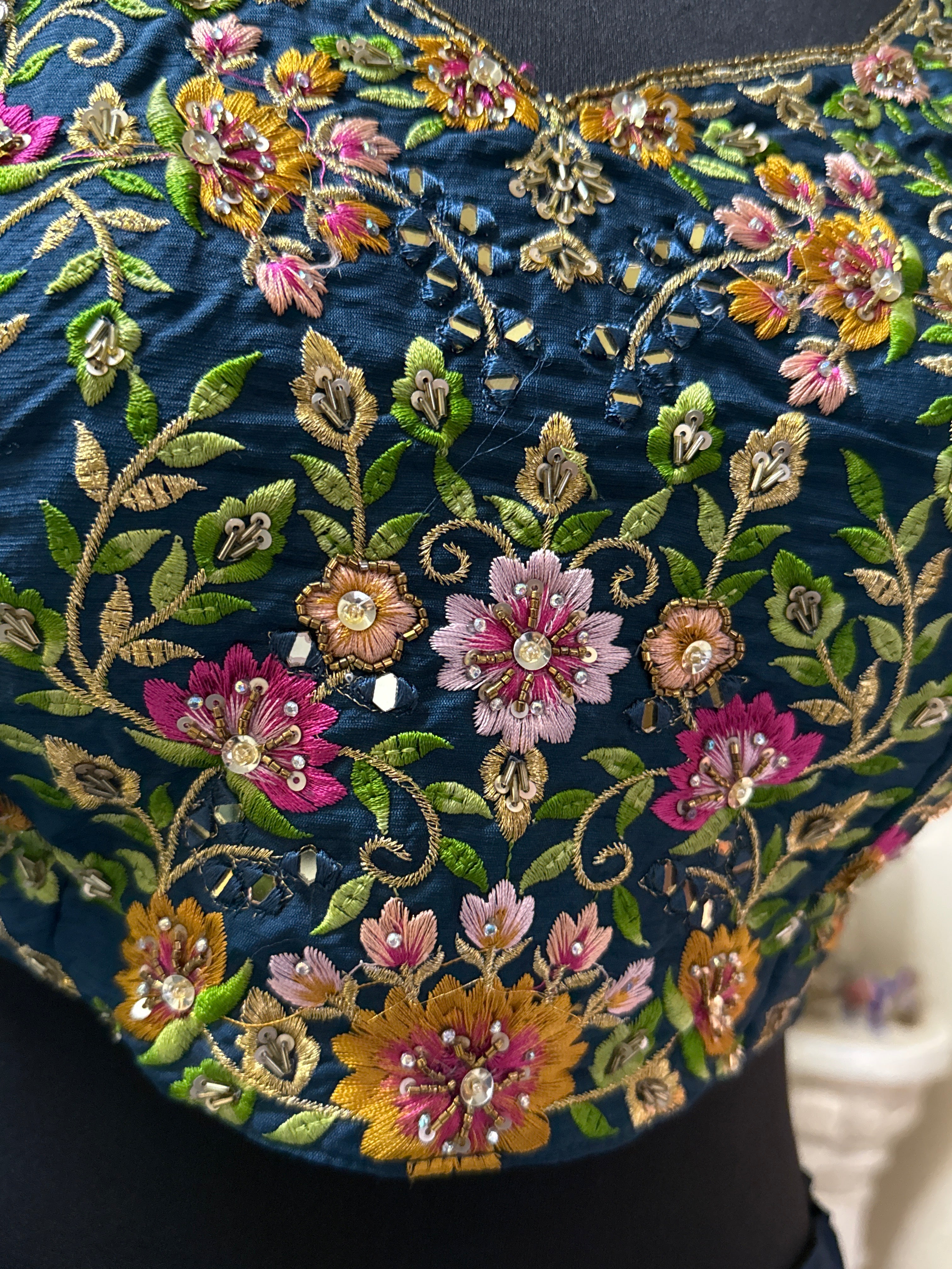 Navy Blue Floral Embroidered Lehenga Choli with Dupatta – Designer Party & Wedding Wear