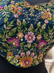 Navy Blue Floral Embroidered Lehenga Choli with Dupatta – Designer Party & Wedding Wear
