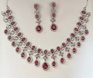 Aisha - Elegant Ruby/ Red Cubic Zirconia Necklace Set – Sparkling Bridal & Party Wear Jewellery