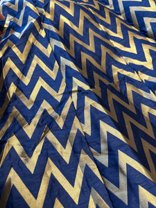 Traditional Banarasi Silk Skirt – Navy Blue with Gold geometric Zari Work