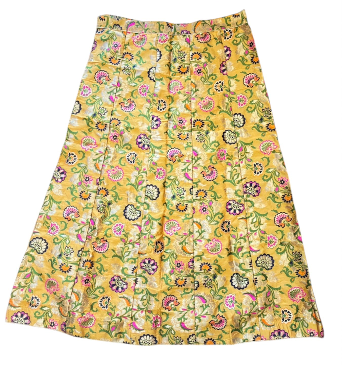 Yellow Banarasi Silk Skirt with Floral Brocade Weaving – Traditional Ethnic Wear