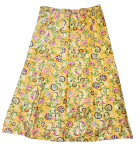 Yellow Banarasi Silk Skirt with Floral Brocade Weaving – Traditional Ethnic Wear