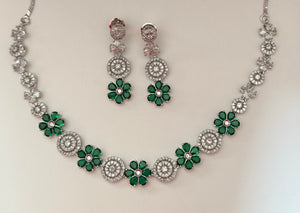 Mira - emerald / green Elegant Cubic Zirconia Necklace Set – Sparkling Bridal & Party Wear Jewellery