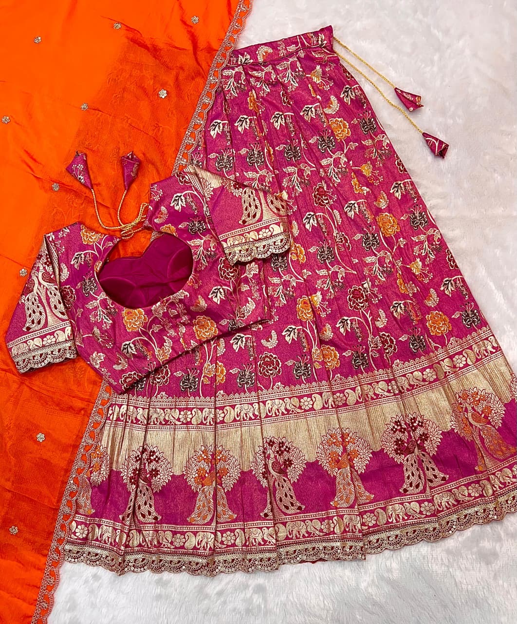 Paithank Tissue silk lehenga choli with dupatta