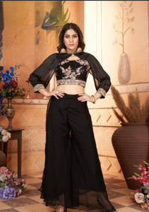 Indo western Sharara with blouse and jacket sleeves