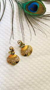 Red jali and stone Elegant earrings