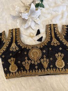 Black blouse with gold  embroidered readymade blouse