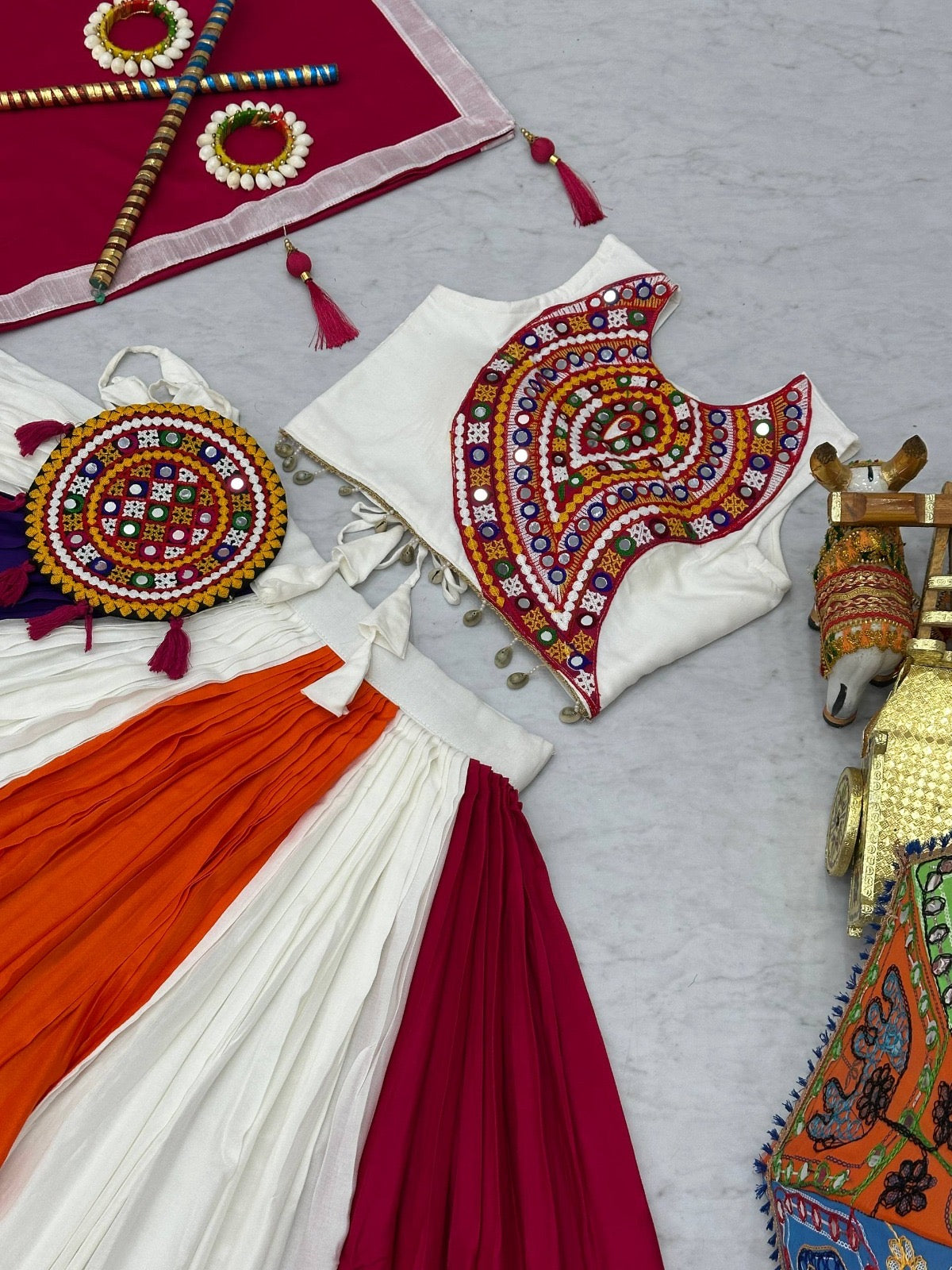 Gamthi work Lehenga Choli fully stitched. Pre order