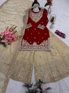 Partywear sharara suit with dupatta