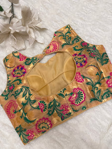 Floral Banarasi weaving readymade blouse