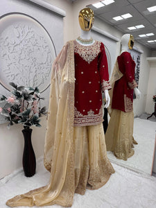 Partywear sharara suit with dupatta