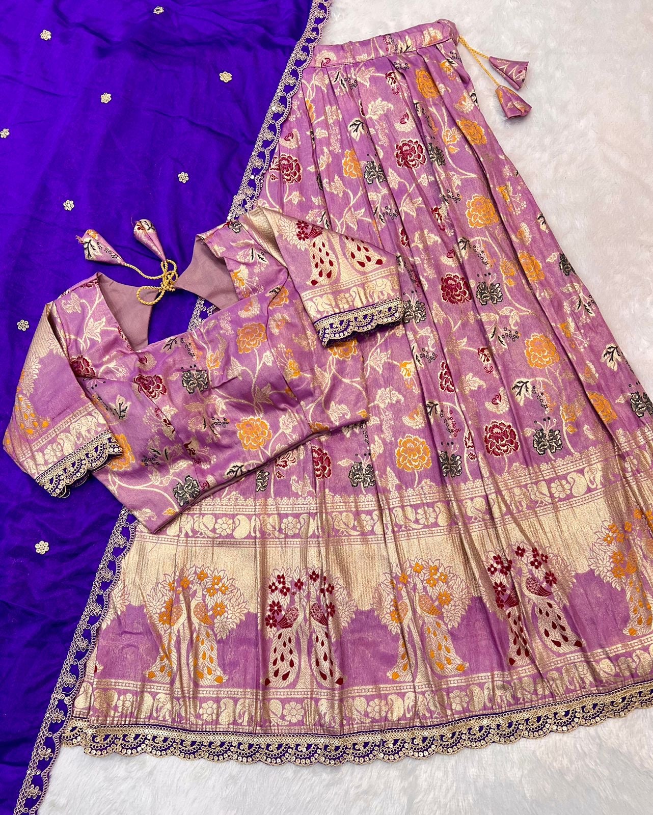 Paithank Tissue silk lehenga choli with dupatta