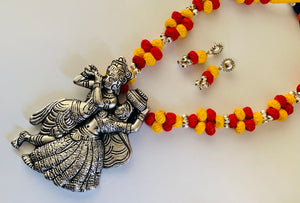 Radha Krishna Yellow and Red Navratri Jewellery Set | Traditional Festive Garba Accessories