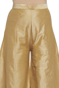Elegant Golden Silk Palazzo Pants for Women | Festive & Party Wear Bottoms