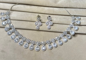 Vidya - Elegant grey Cubic Zirconia Necklace Set – Sparkling Bridal & Party Wear Jewellery