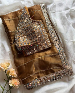 Designer  Mirror Work Saree with Heavy Embroidered Blouse | Party Wear & Wedding Saree