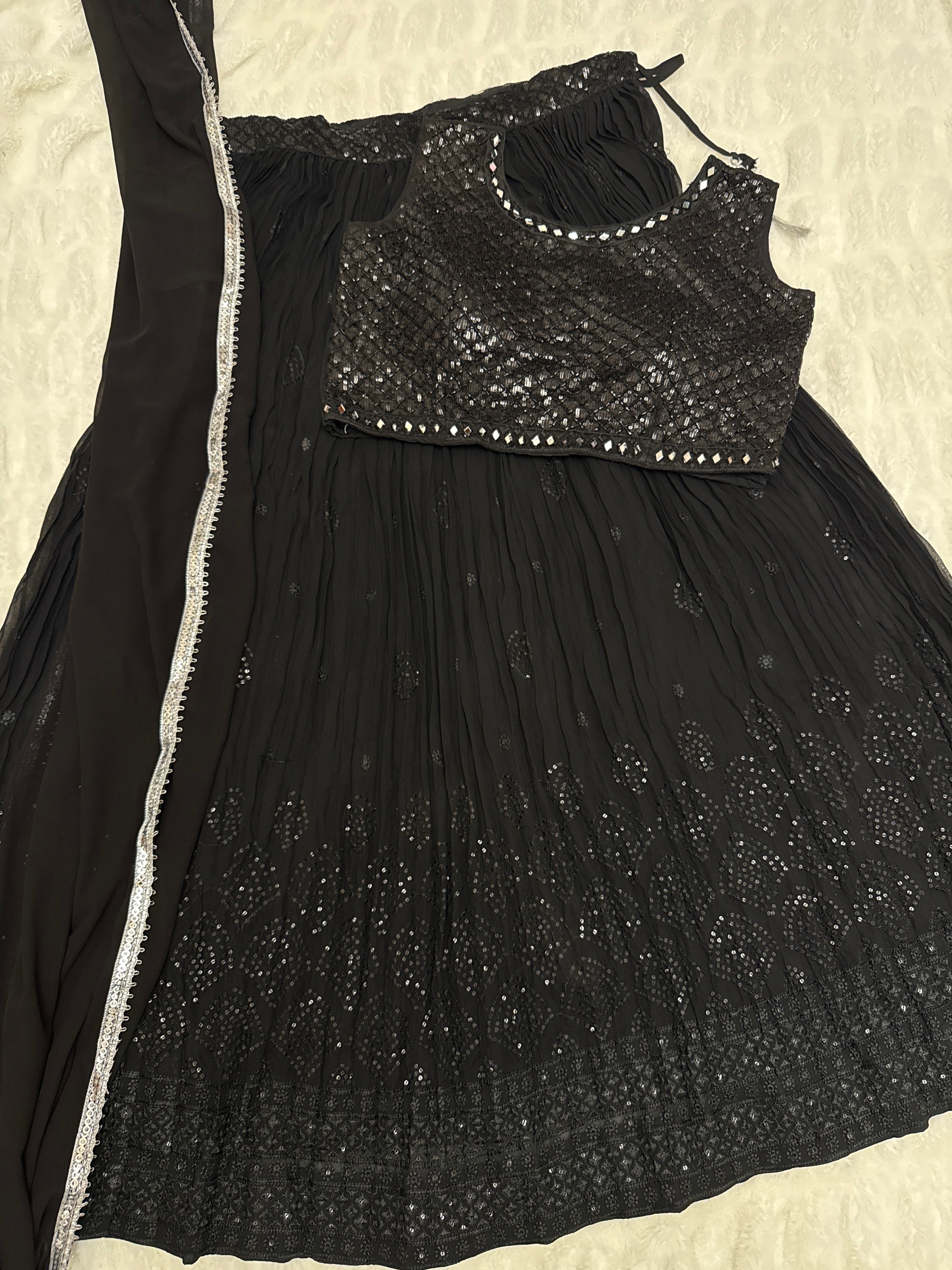Black sequins and embroidered Party and festive wear lehenga
