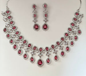 Aisha - Elegant Ruby/ Red Cubic Zirconia Necklace Set – Sparkling Bridal & Party Wear Jewellery