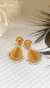Orange moti earrings