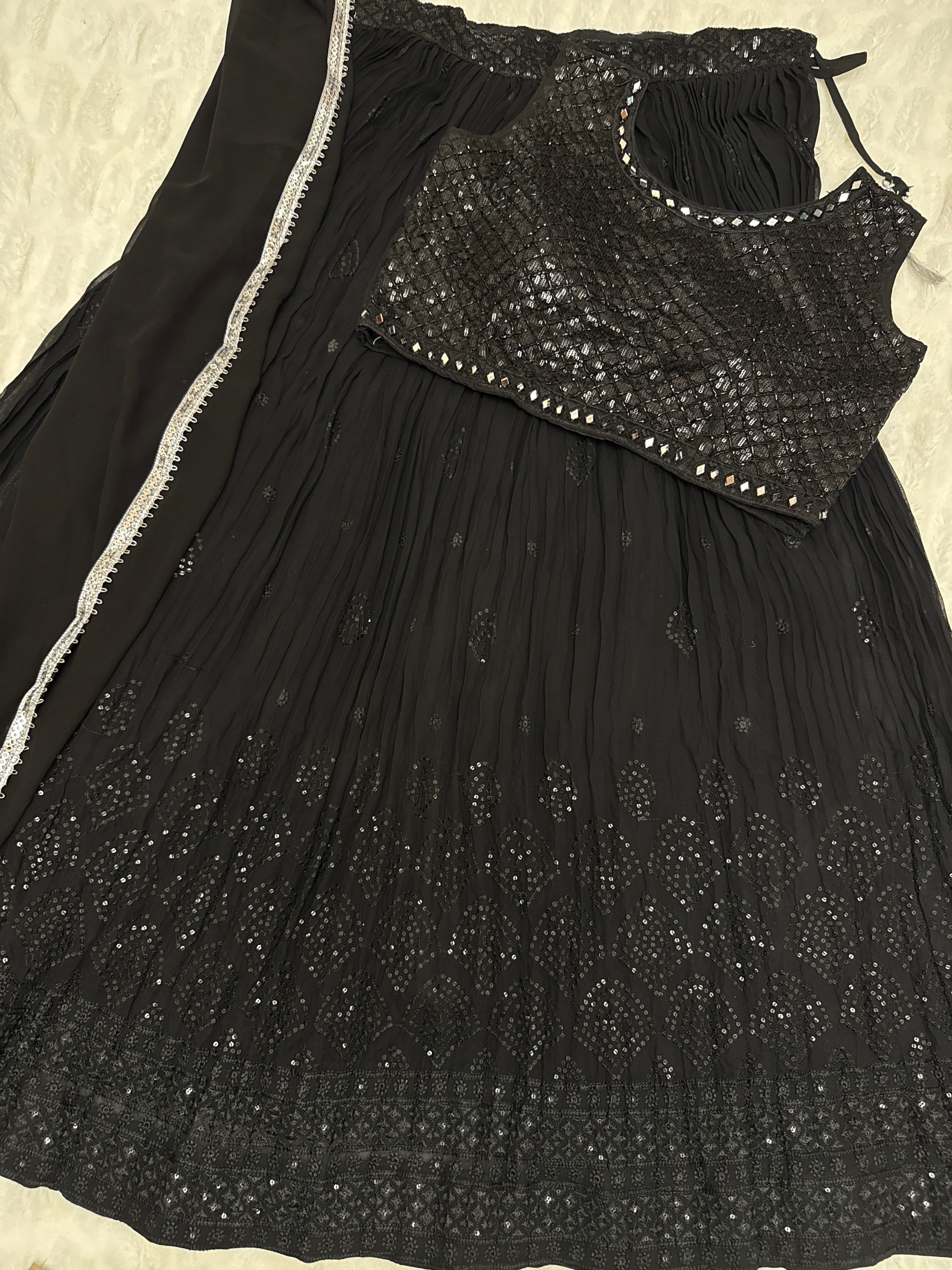 Black sequins and embroidered Party and festive wear lehenga