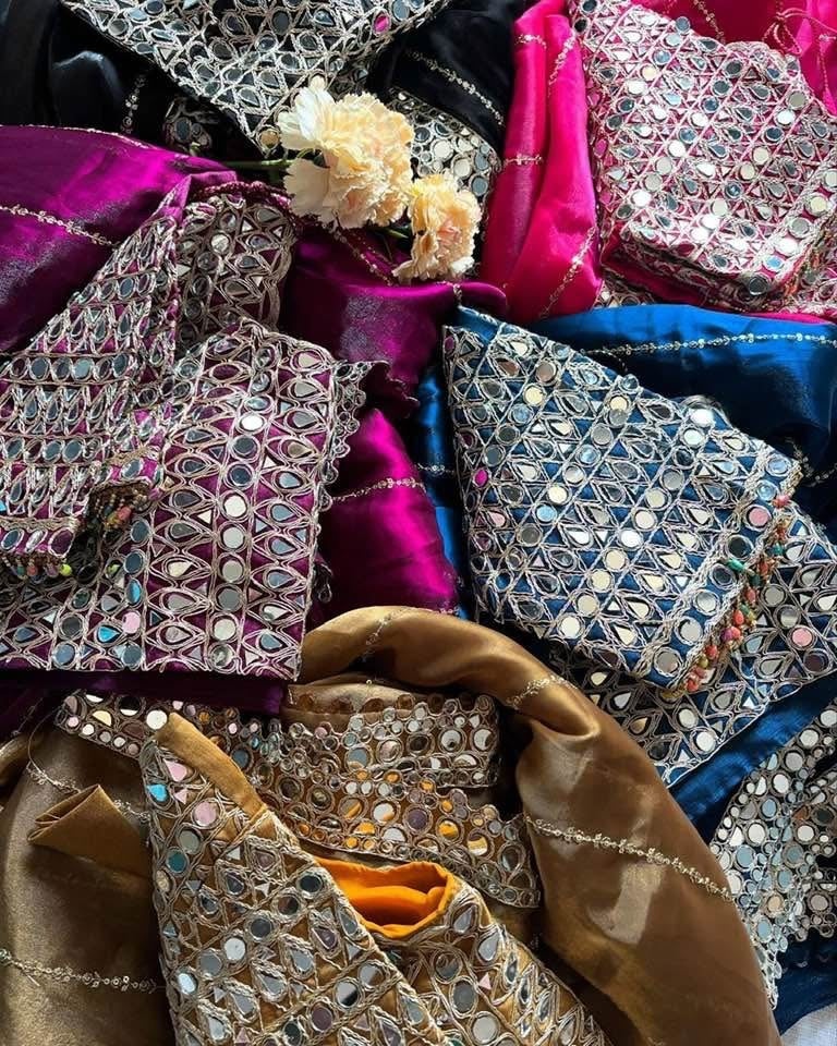 Designer  Mirror Work Saree with Heavy Embroidered Blouse | Party Wear & Wedding Saree