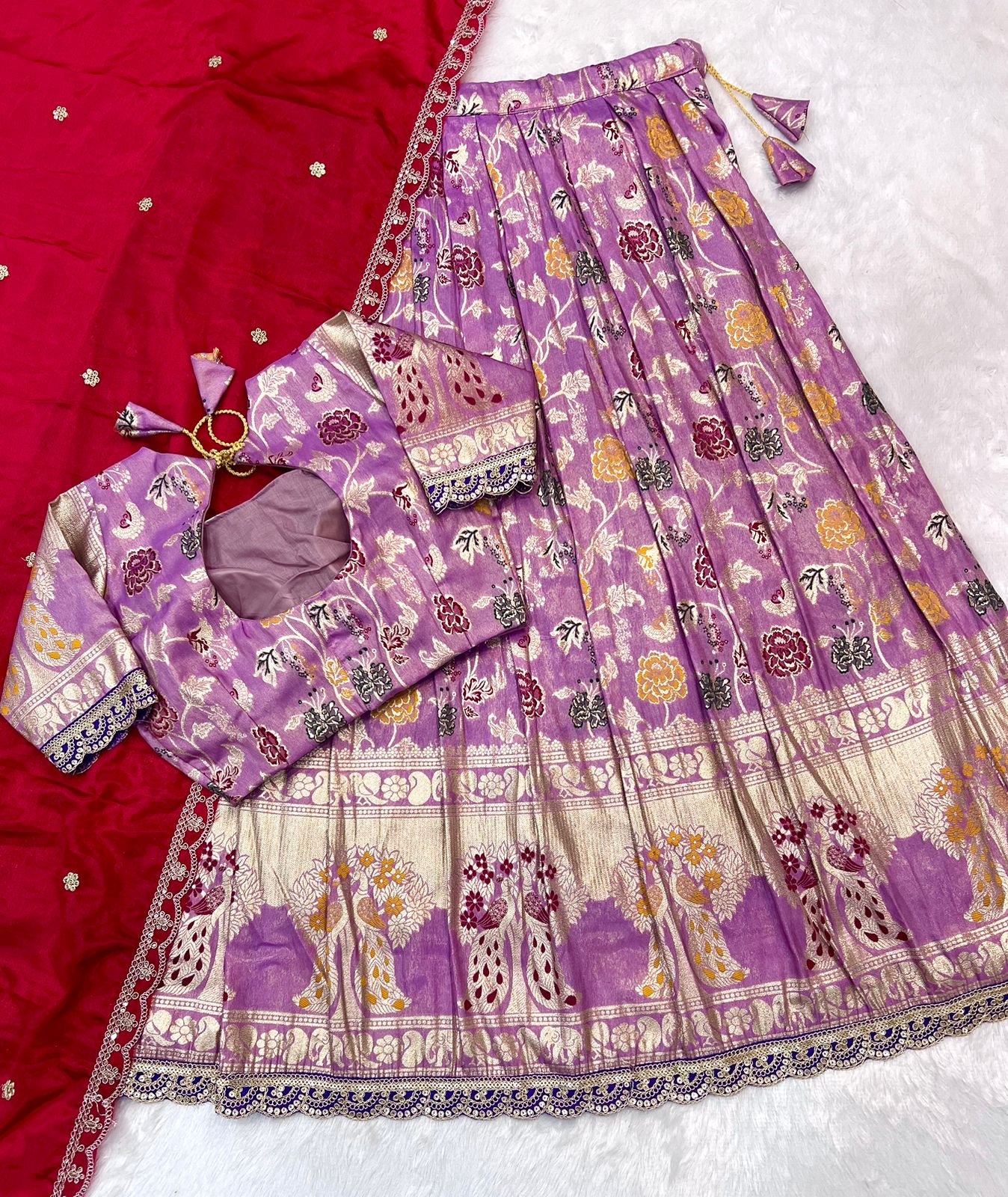 Paithank Tissue silk lehenga choli with dupatta