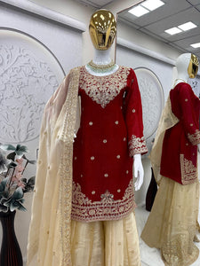 Partywear sharara suit with dupatta