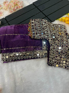 Designer  Mirror Work Saree with Heavy Embroidered Blouse | Party Wear & Wedding Saree