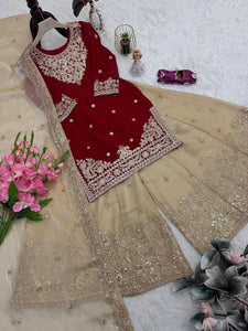Partywear sharara suit with dupatta