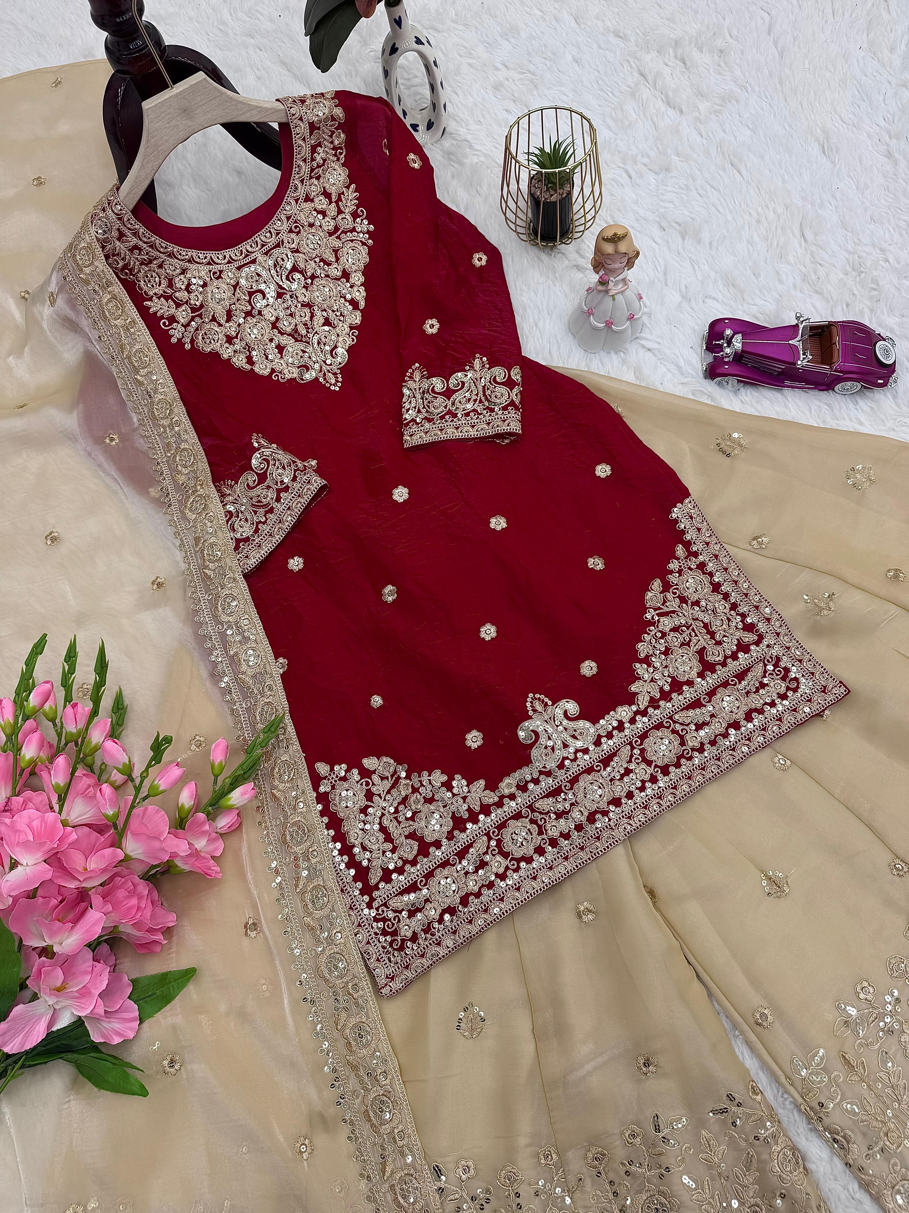 Partywear sharara suit with dupatta