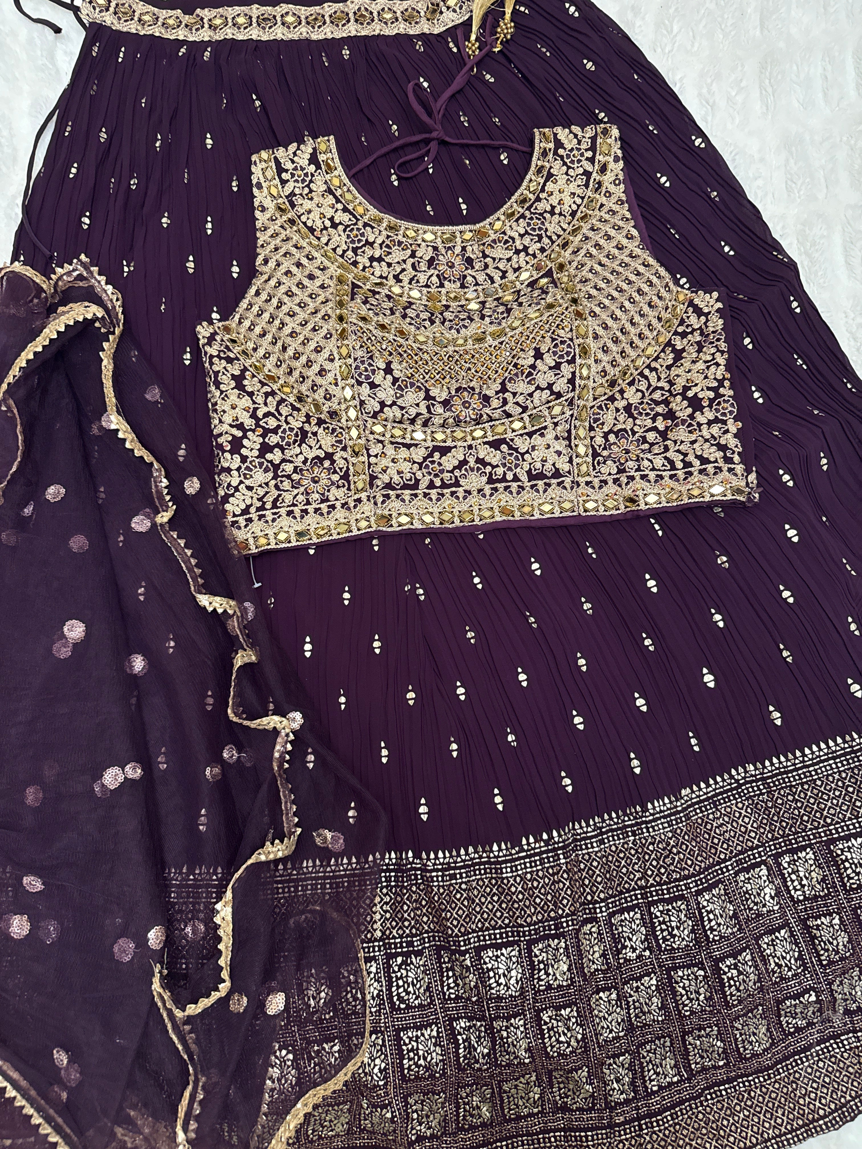 Royal Purple Embroidered Lehenga Choli with Dupatta – Bridal & Party Wear