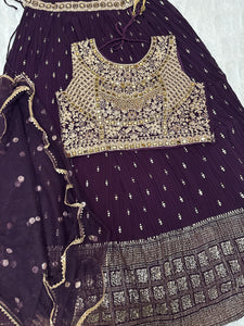 Royal Purple Embroidered Lehenga Choli with Dupatta – Bridal & Party Wear