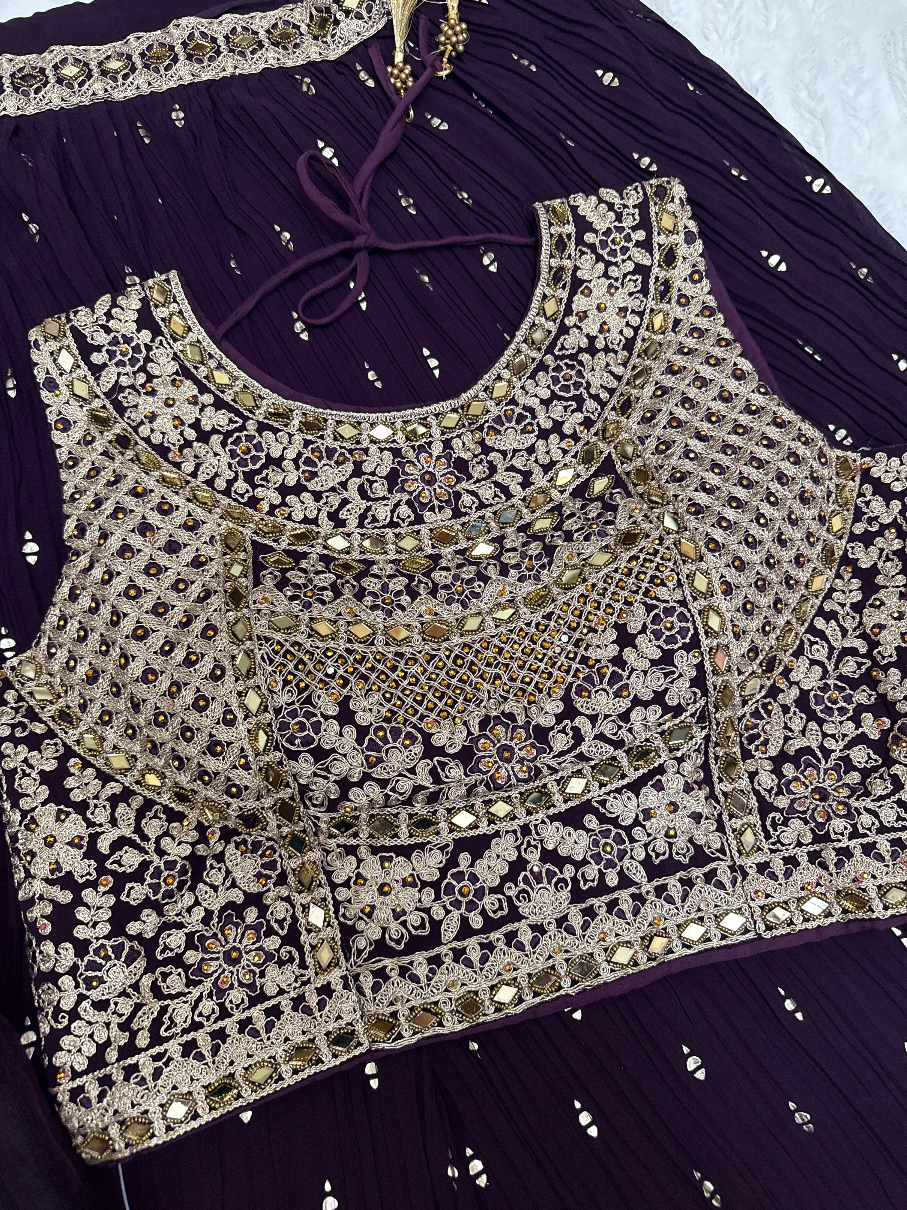 Royal Purple Embroidered Lehenga Choli with Dupatta – Bridal & Party Wear