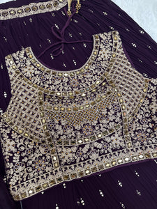 Royal Purple Embroidered Lehenga Choli with Dupatta – Bridal & Party Wear