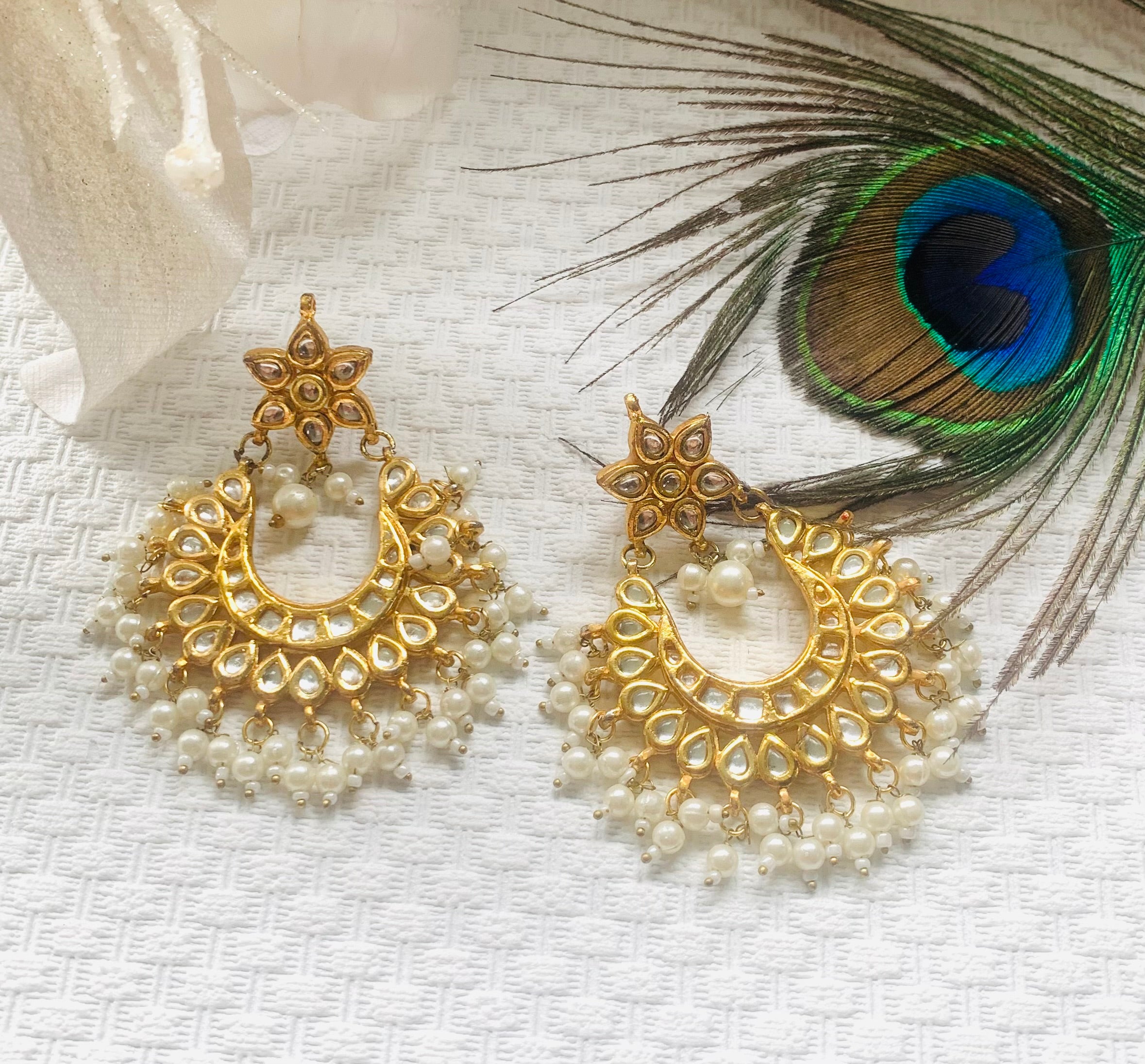 ✨ Kundan Pearl Chandbali Earrings ✨