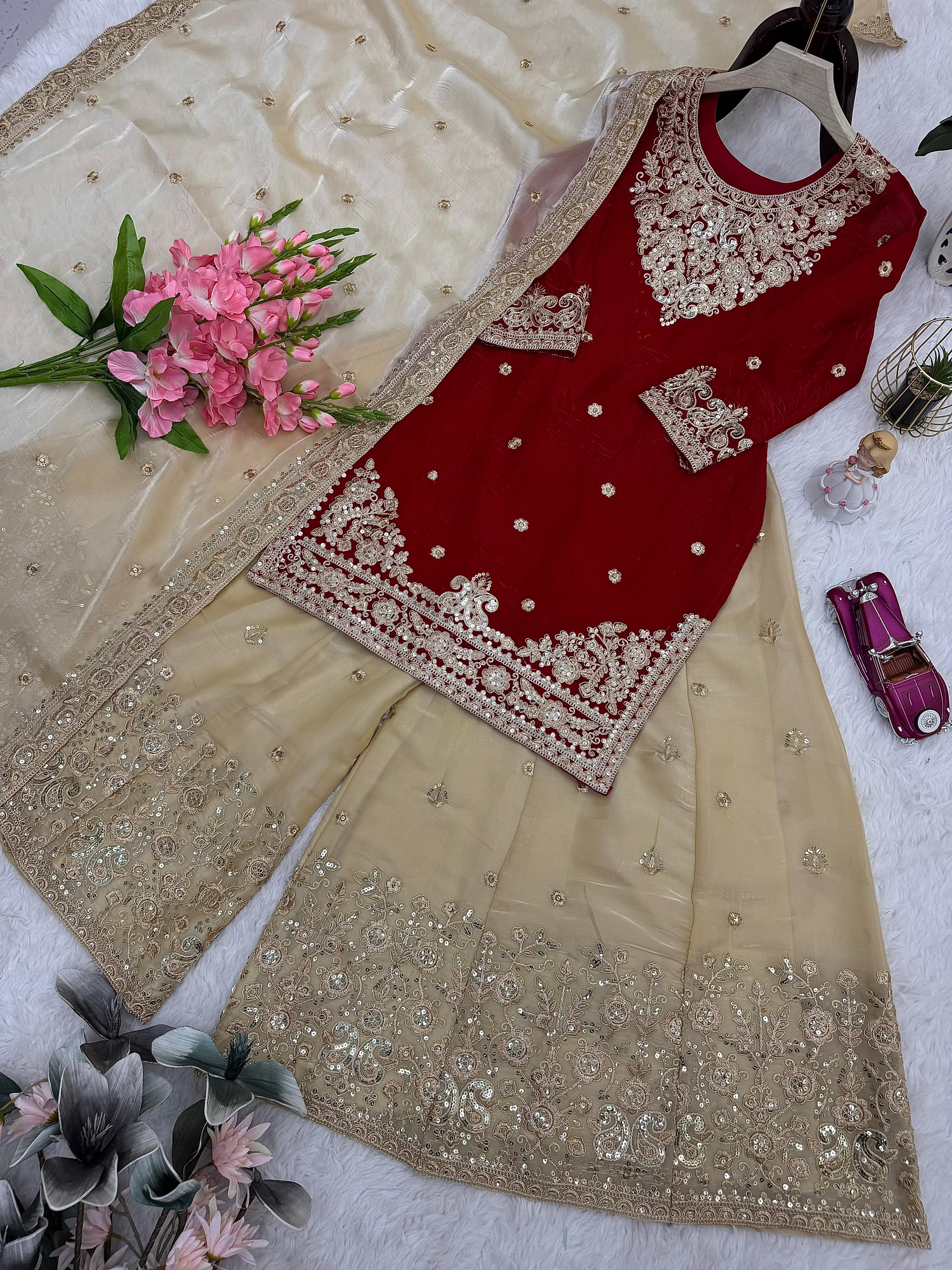 Partywear sharara suit with dupatta