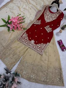Partywear sharara suit with dupatta