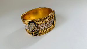 Traditional peacock stone gold pearl bangles / Kara