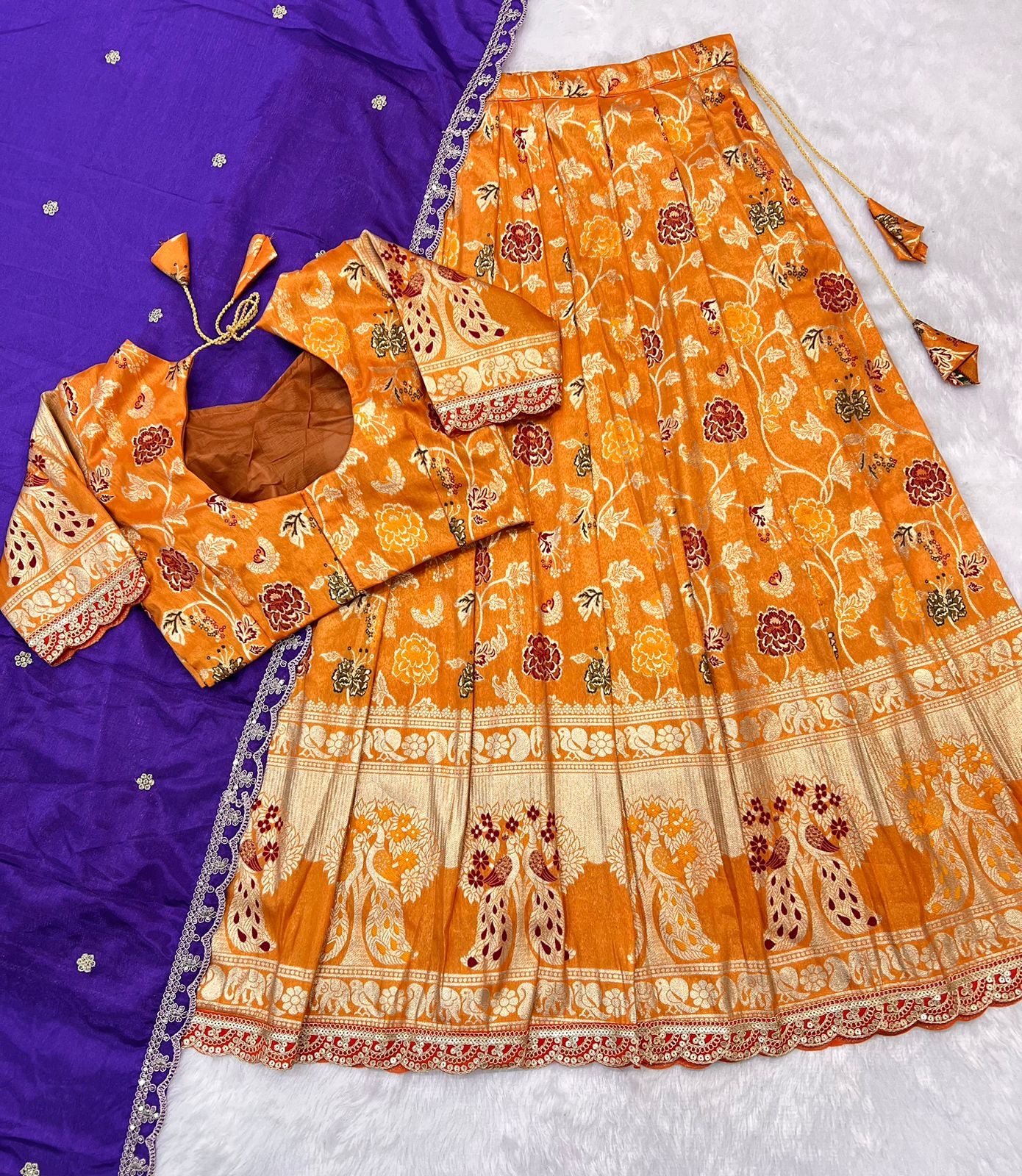 Paithank Tissue silk lehenga choli with dupatta