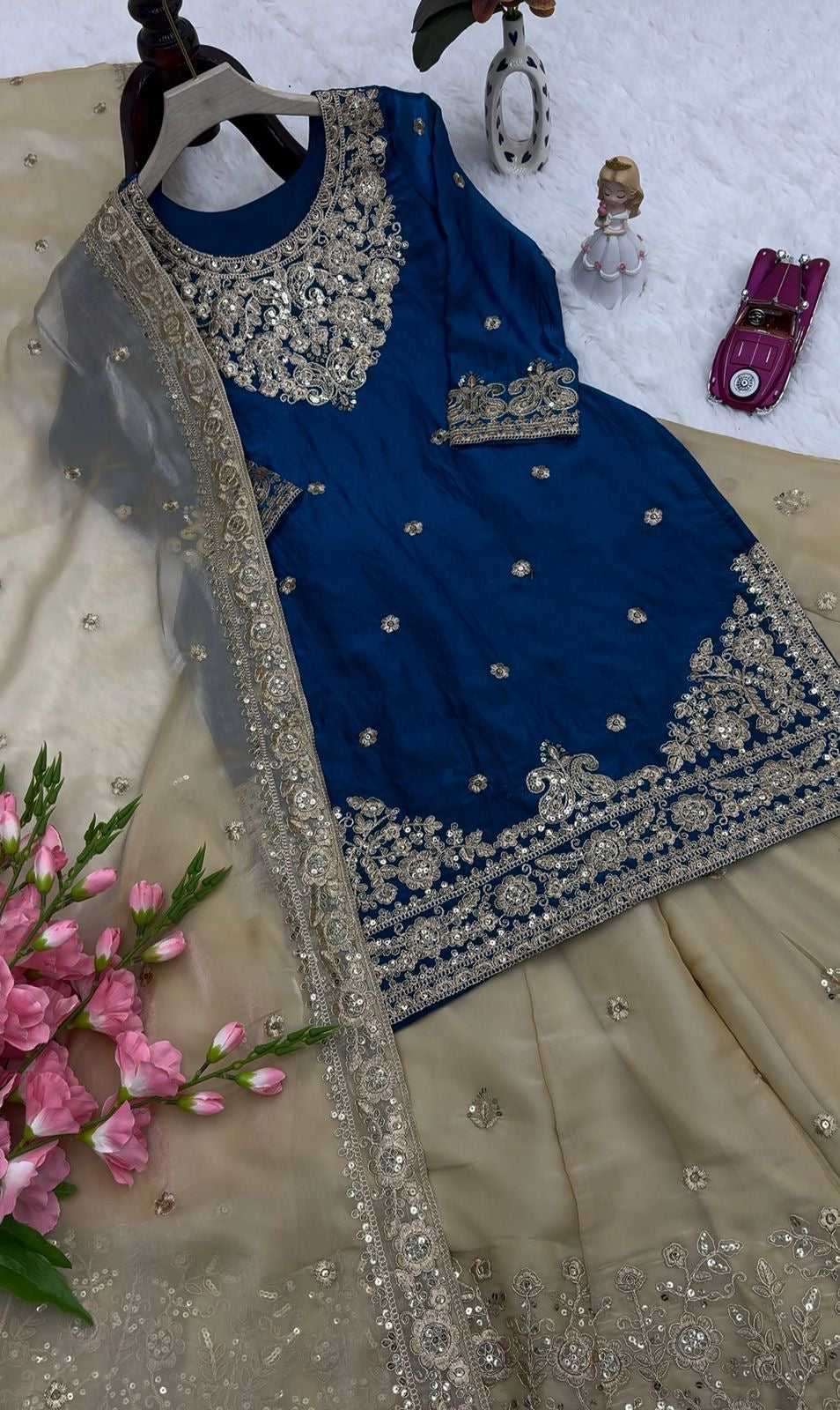 Partywear sharara suit with dupatta